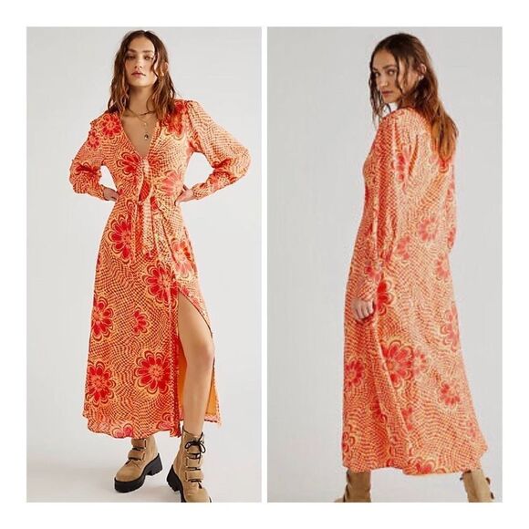 Free People - Womens Nappa Dress In Sunshine Combo Size S - Picture 1 of 7